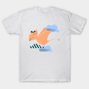 Sweet Pterosaur Dinosaur and Coluds T-Shirt